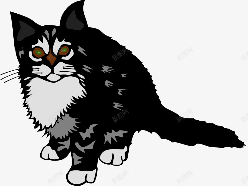 黑白色的可爱猫咪png免抠素材_88icon https://88icon.com 可爱 猫咪 白色 黑色