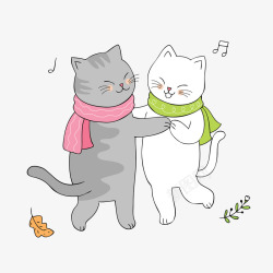可爱猫猫卡通可爱跳舞的猫猫矢量图高清图片