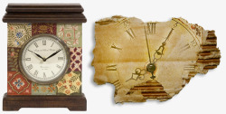 透明挂钟素材库欧式复古闹钟和创意纸质钟高清图片