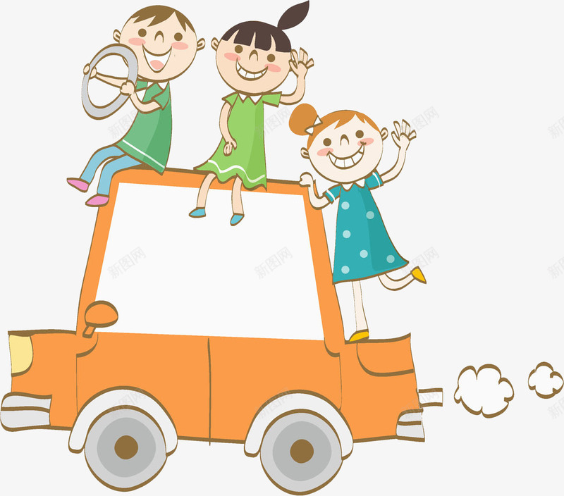 坐在汽车上的孩子png免抠素材_88icon https://88icon.com 卡通 学生 孩子 微笑 手绘 挥手 橘色 汽车 高兴