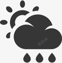 云预测灰色雨太阳天气天气预报素材