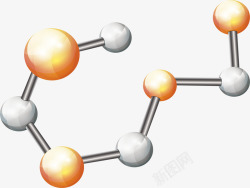 几何分子橘色晶体分子矢量图高清图片