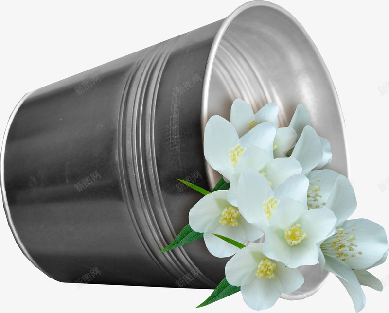 装花的桶png免抠素材_88icon https://88icon.com 水桶 花卉 装饰 贴图