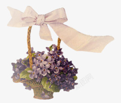 古典紫色花篮素材