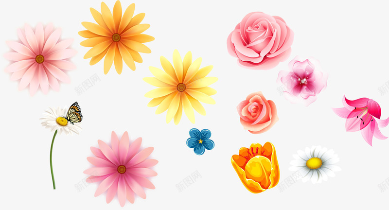 彩色卡通花朵植物多种png免抠素材_88icon https://88icon.com 卡通 多种 彩色 植物 花朵