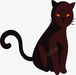 魔化的黑色猫咪矢量图素材