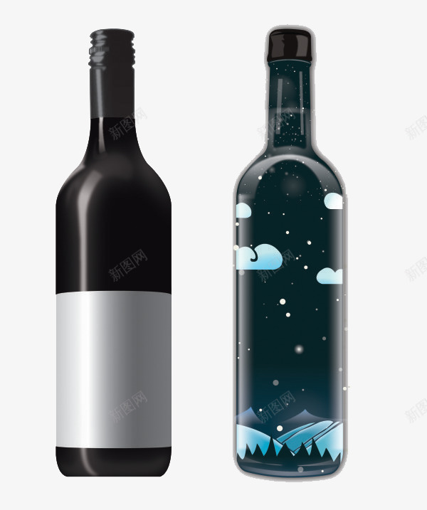 红酒瓶包装片png免抠素材_88icon https://88icon.com 包装 包装设计 设计 设计图片 酒瓶 酒瓶设计