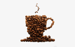 咖啡豆摆成的咖啡杯素材