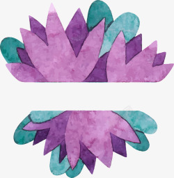 手绘紫色花卉标贴矢量图素材