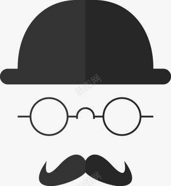 帽子雪人手绘的帽子眼镜盒胡子图标图标
