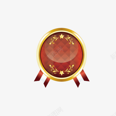 中国风小标签装饰红色圆形徽章装饰标签图标图标