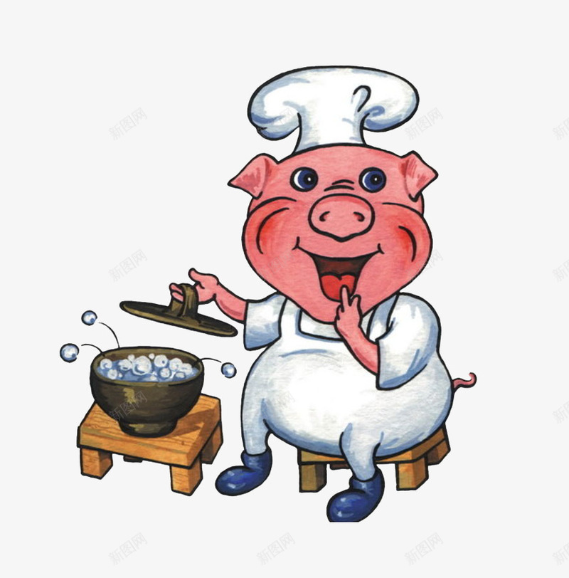正在烹饪的粉红色小猪png免抠素材_88icon https://88icon.com 免抠 小猪 平面设计 手绘 手绘素材 烹饪 猪鼻子 白色 红色