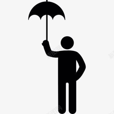 云彩雨人与伞图标图标