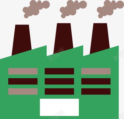 漫画卡通一家人卡通工厂废气排放图标图标