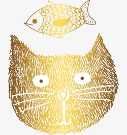 卡通手绘猫咪鱼儿素材