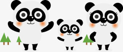 卡通可爱动物熊猫一家矢量图素材