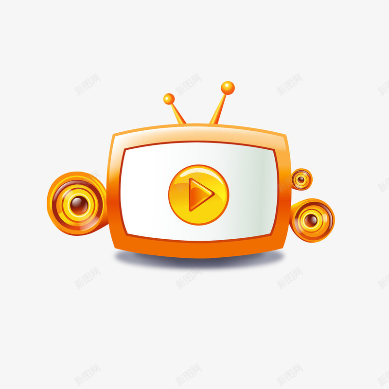 橘黄色电视机png免抠素材_88icon https://88icon.com 显示器 橘黄色 电视 电视机