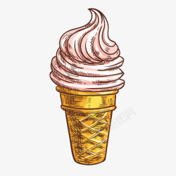 卡通手绘一个甜筒冰淇淋素材