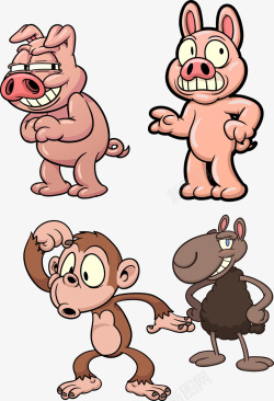 卡通可爱小猪动物矢量图素材
