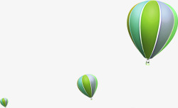 绿色清爽热气球漂浮卡通素材