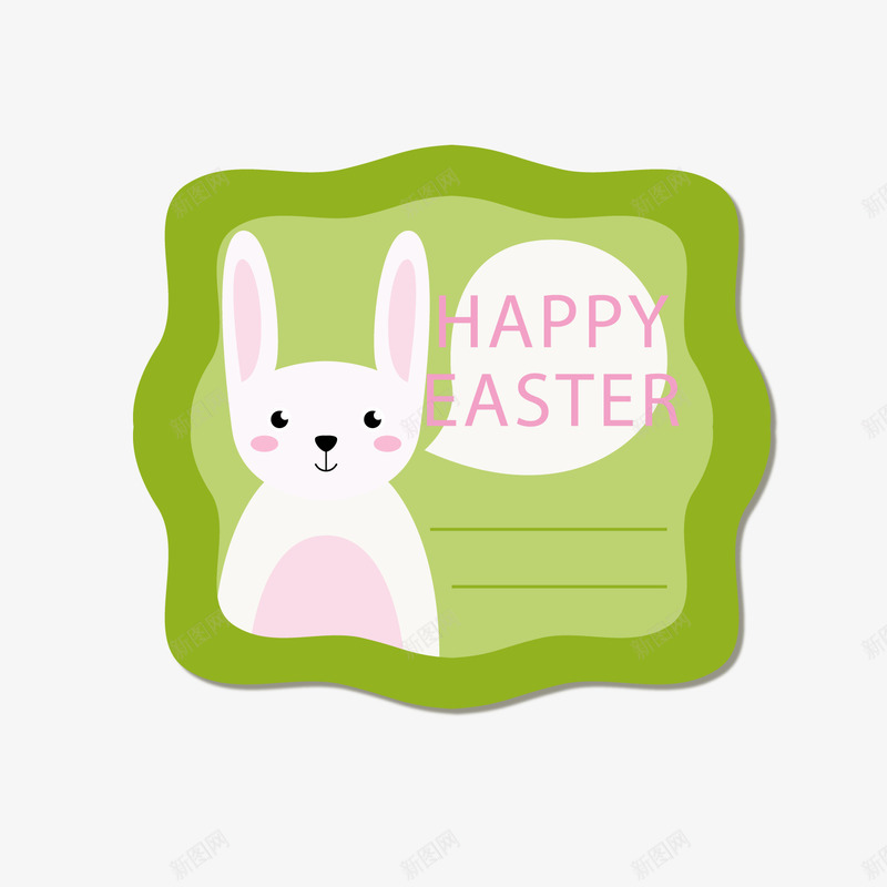 绿色小兔子复活节标签png免抠素材_88icon https://88icon.com 卡通动物 复活节标签 文案背景 白色小兔子 绿色标签