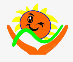 橘色双手呵护太阳素材