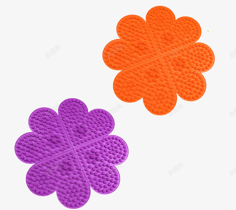 橘色和紫色的四叶草型指压板png免抠素材_88icon https://88icon.com 免抠 四叶草 实物 指压板 橘色 紫色