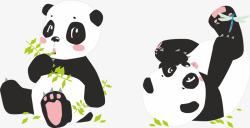 吃叶子的熊猫素材