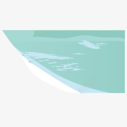 手绘蓝色大海沙滩图案矢量图素材