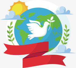 矢量国际和平日标签洁白和平鸽徽章矢量图高清图片