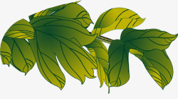 手绘绿色树叶造型卡通素材