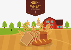 农场纯天然小麦面包矢量图素材