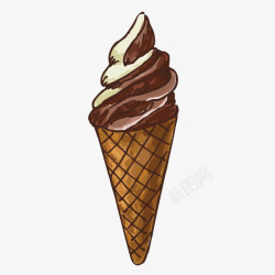 卡通手绘巧克力冰淇淋素材