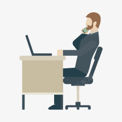 办公装饰坐在办公桌前打电话的男子高清图片