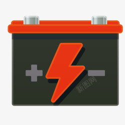 橘色质感矩形电池矢量图素材