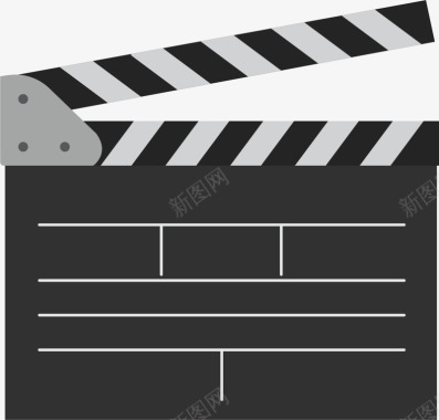 黑色扁平电影场记板图标图标