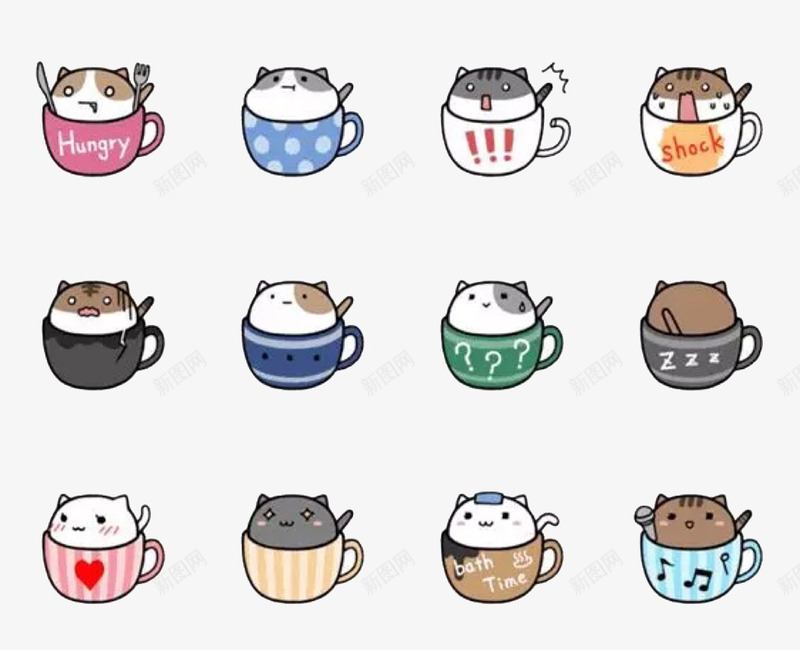 手绘杯子卡通猫png免抠素材_88icon https://88icon.com 卡通猫 卡通猫咪 杯子猫咪