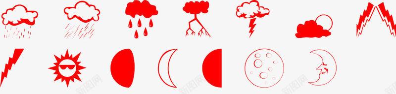 红色的天气预报剪纸图图标图标