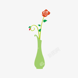 绿色花瓶卡通插画矢量图素材