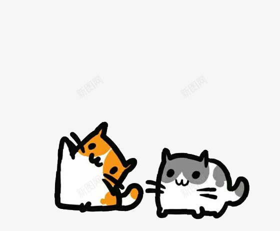 两只卡通手绘萌猫咪png免抠素材_88icon https://88icon.com 两只 卡通 猫咪 萌