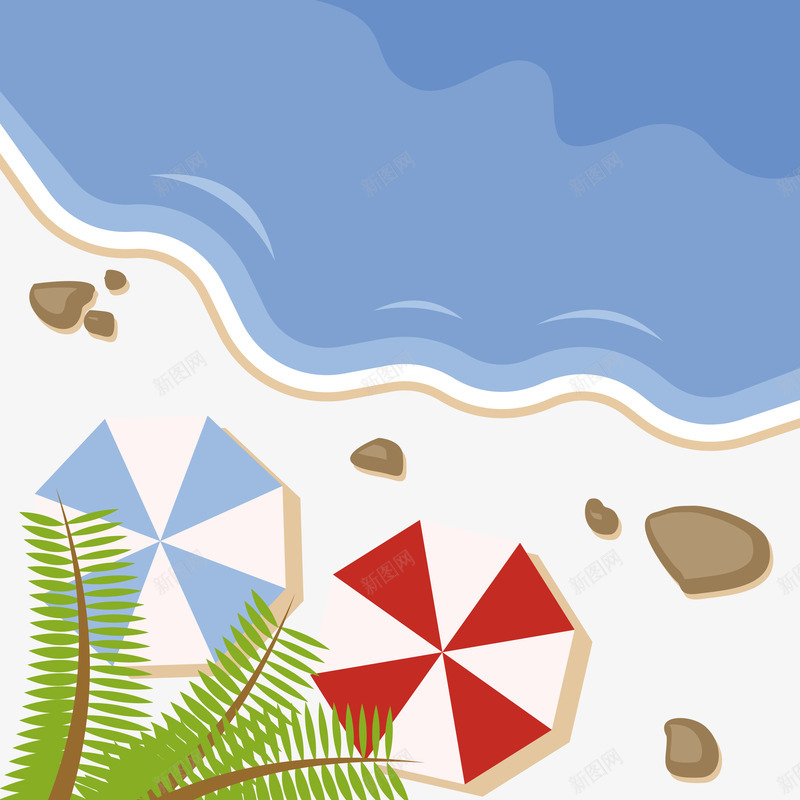 蓝色大海与海边沙滩矢量图eps免抠素材_88icon https://88icon.com 大海与沙滩 沙滩 沙滩PNG 矢量大海 矢量沙滩 蓝色大海 矢量图