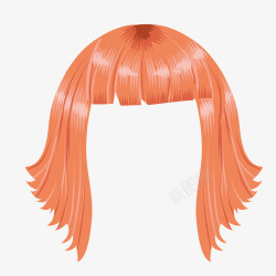 橘色时尚女假发矢量图素材