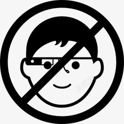 谷歌教育谷歌眼镜禁止信号与男孩脸图标高清图片