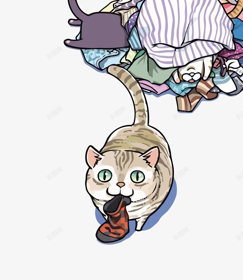脏衣服和猫png免抠素材_88icon https://88icon.com PNG PNG免费下载 PNG图片 卡通 猫咪 脏衣服