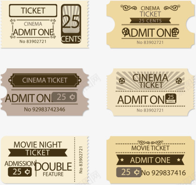 复古电影票票根图标图标