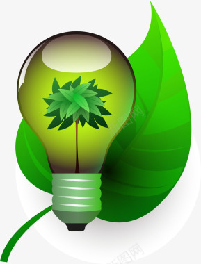 绿色PNG绿色节能灯泡矢量图图标图标