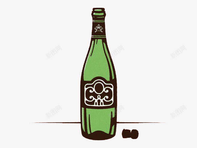 啤酒瓶png免抠素材_88icon https://88icon.com 创意 复古花纹酒瓶 手绘