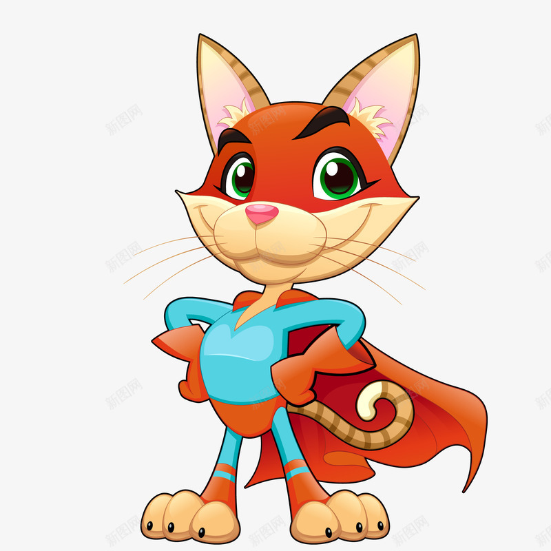 卡通披着斗篷的猫咪矢量图ai免抠素材_88icon https://88icon.com 动物设计 卡通 可爱 宠物 帅气 猫咪 矢量图