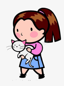 抱猫咪的女孩素材
