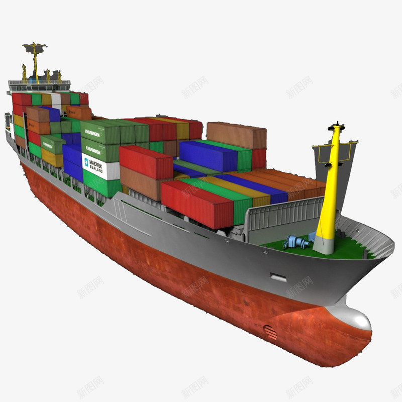 大型海运船png免抠素材_88icon https://88icon.com 大型海运船 橘色 海上运送 海运船 船只 货物 运送货物